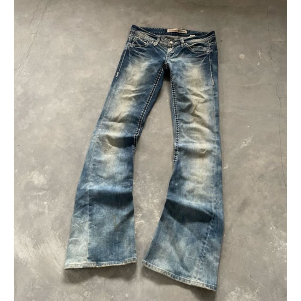 Y2k Flare Boot Cut Pans Big Stitch Washed Jeans Buckaroo
