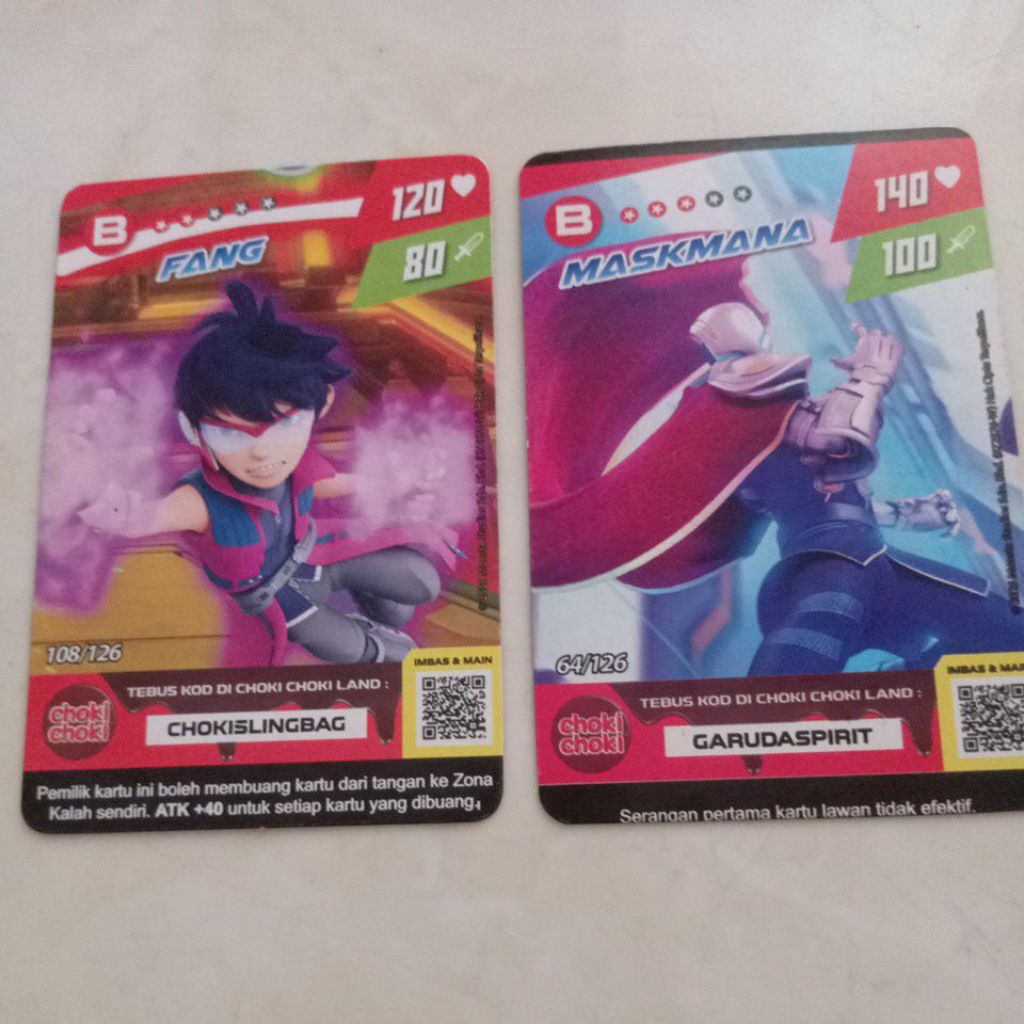 kartu boboiboy fang dan maksmana 15.000