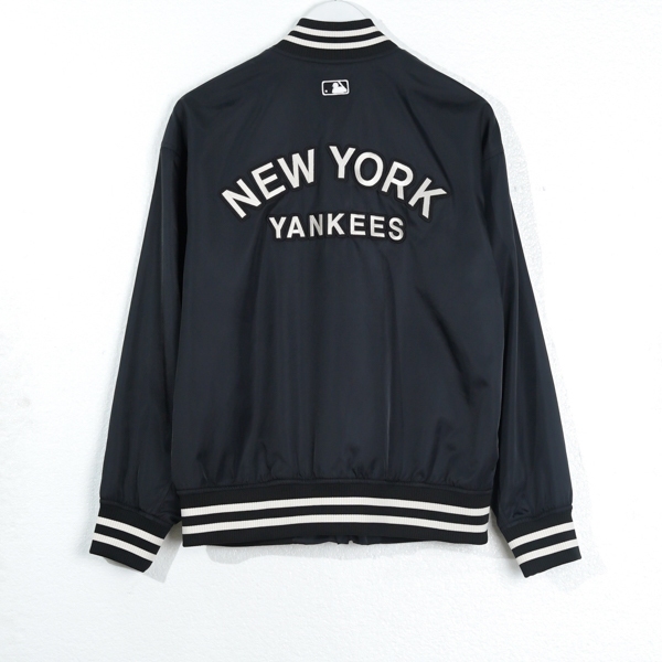 Jaket MLB NY NEW YORK YANKEES IVORY BLACK VARSITY JACKET 100% ORIGINAL