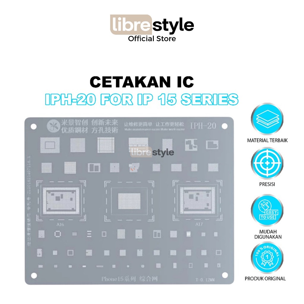 IC STENCIL MIJING KZT IPH20 IPHONE 15 SERIES 0.12MM ORIGINAL - MIJING KZT IPH 20 CETAKAN IC IPHONE 1