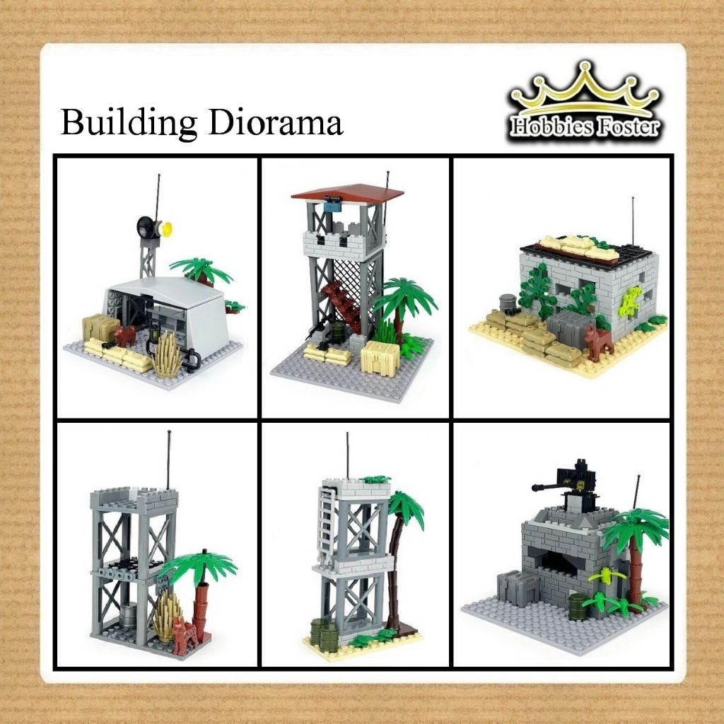 HF Miniatur Building MOC Diorama Pangkalan Militer Miniatur Cliff Tower