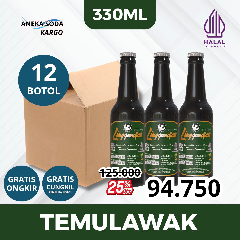 Limun Linggardjati Grosir Temulawak 330ml (12 botol) Halal & BPOM Termurah