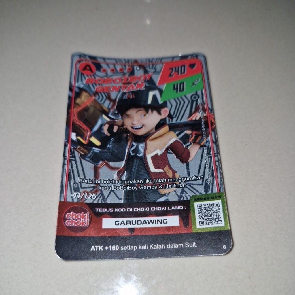kartu Boboiboy gentar