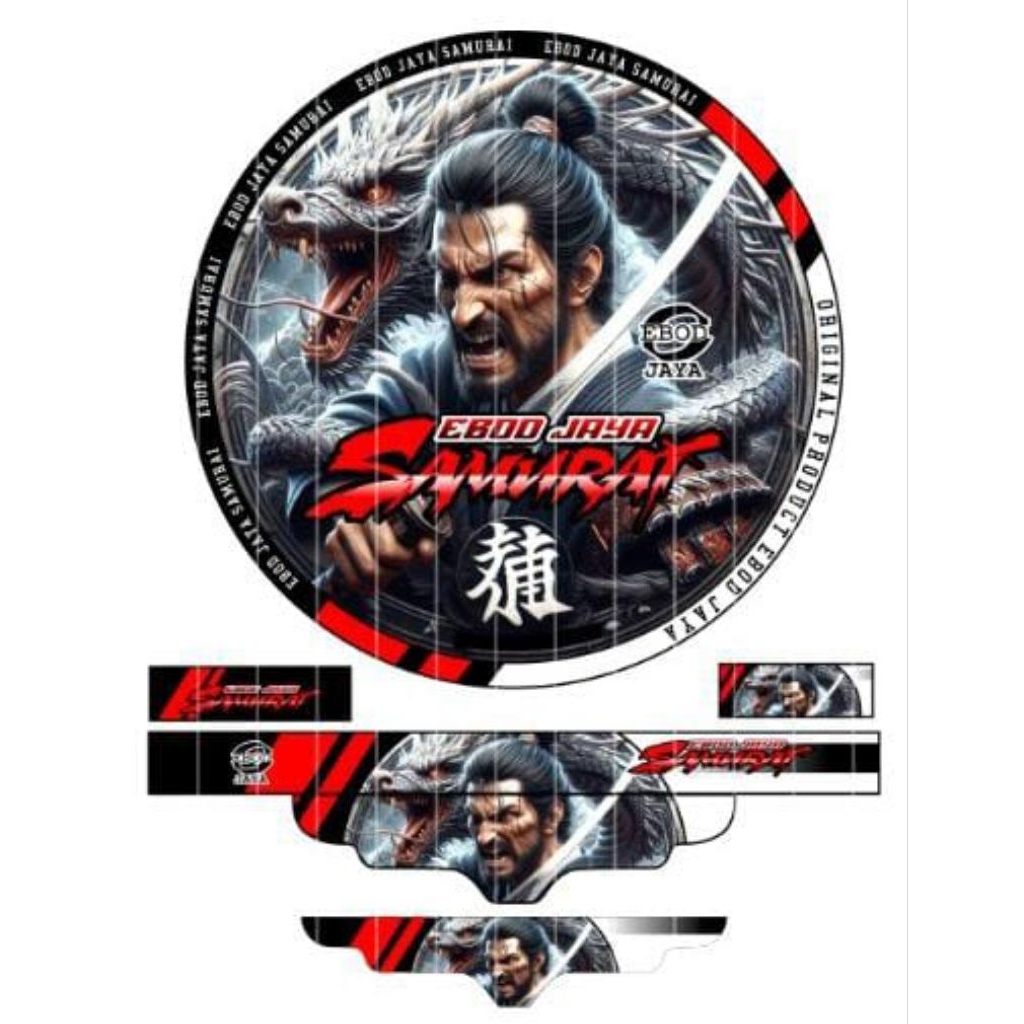 Sticker decal sangkar burung murai Ebod jaya no2 motip samurai dragon