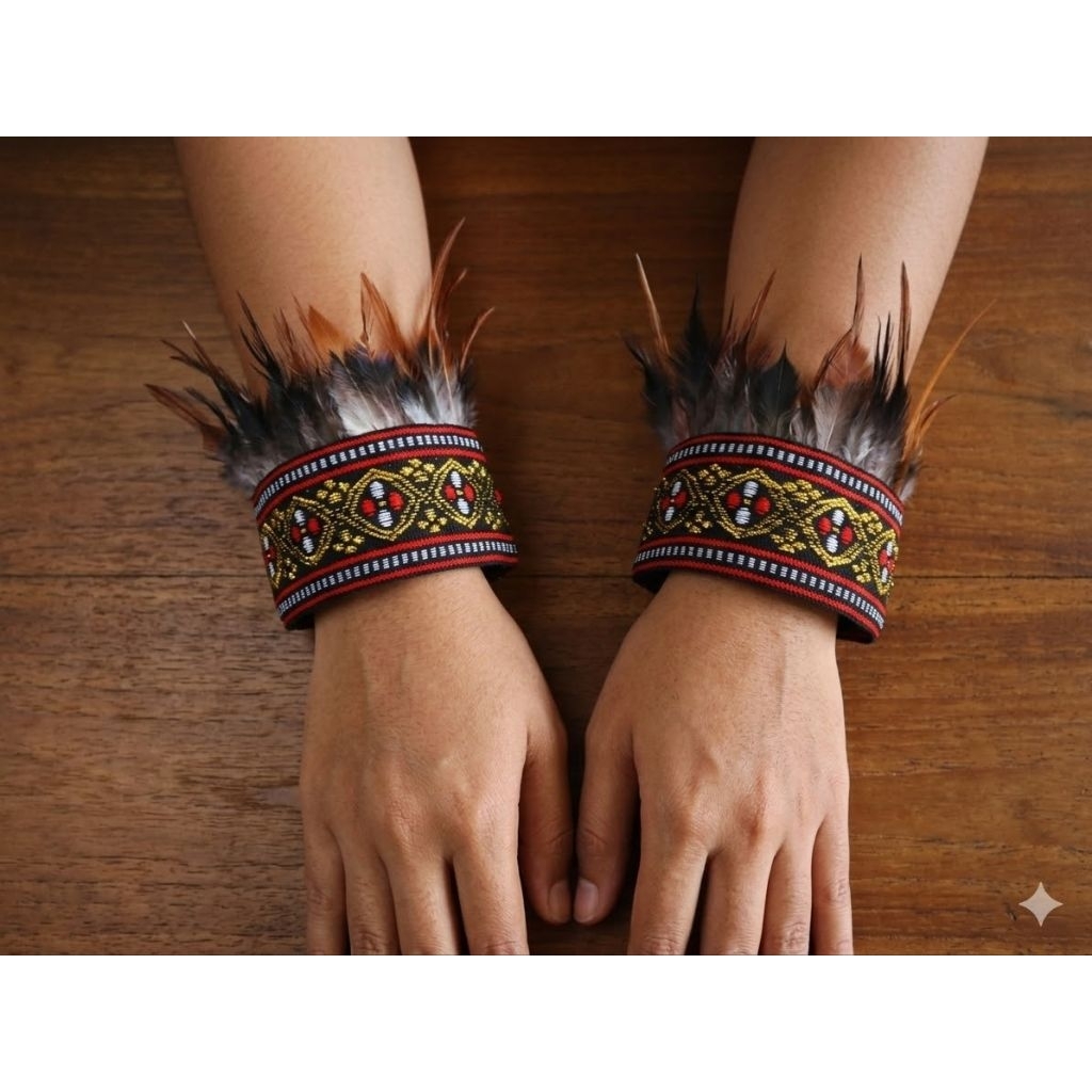 Gelang Bulu Papua Aksesoris Tangan Tari adat Papua Nugini