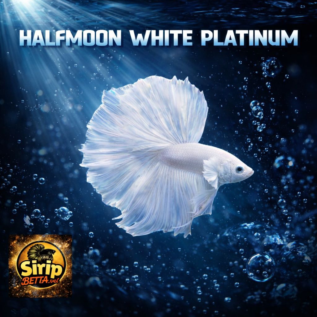 ikan cupang Halfmoon white platinum