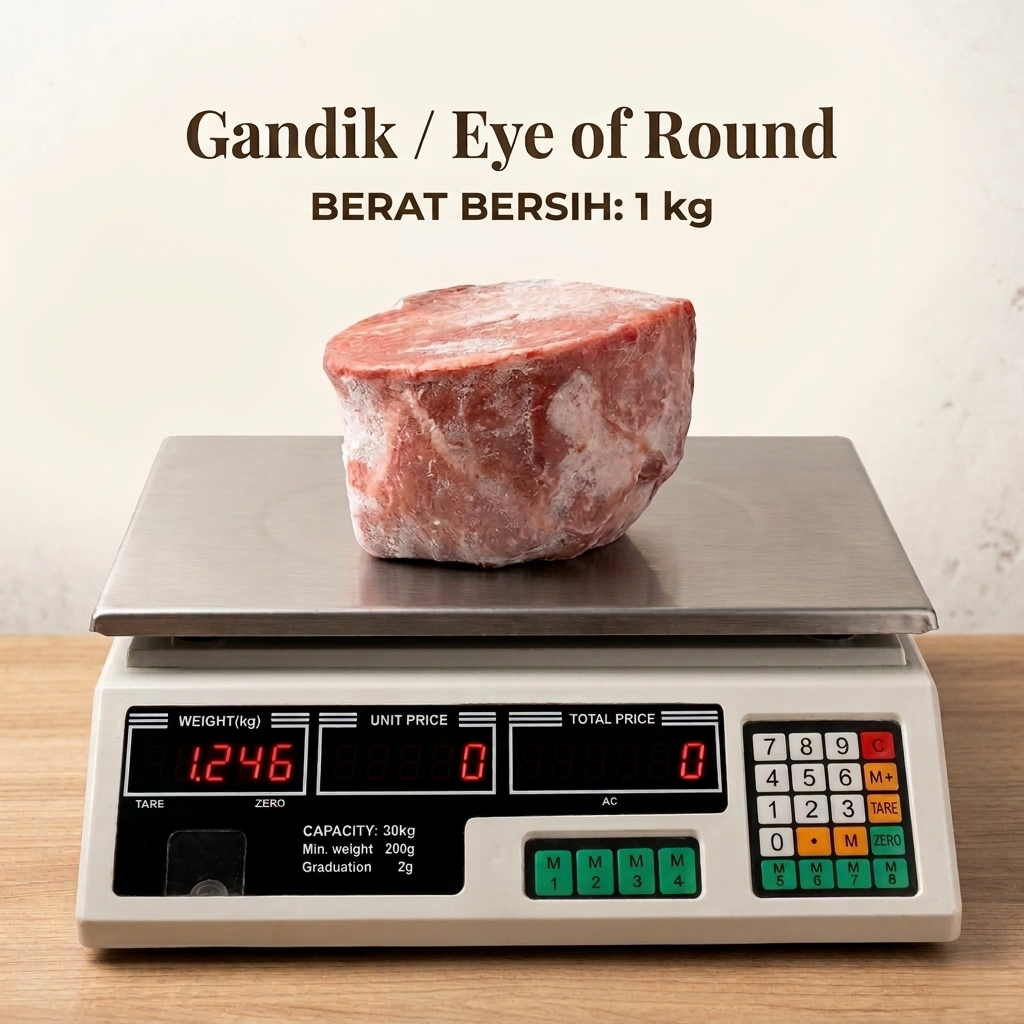 Daging Gandik Sapi 1kg - Daging Rendang 1kg - Daging Sapi Gandik 1kg - Eye of Round