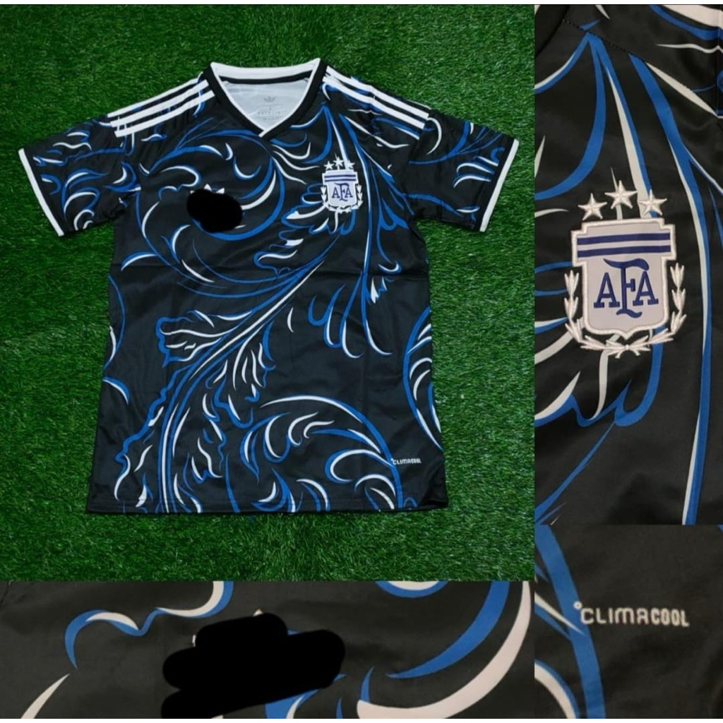 Jersey Kaos Baju Sepak Bola Timnas Tim Nasional Argen Argentina Mesi messi Home Away 3rd Third Hitam