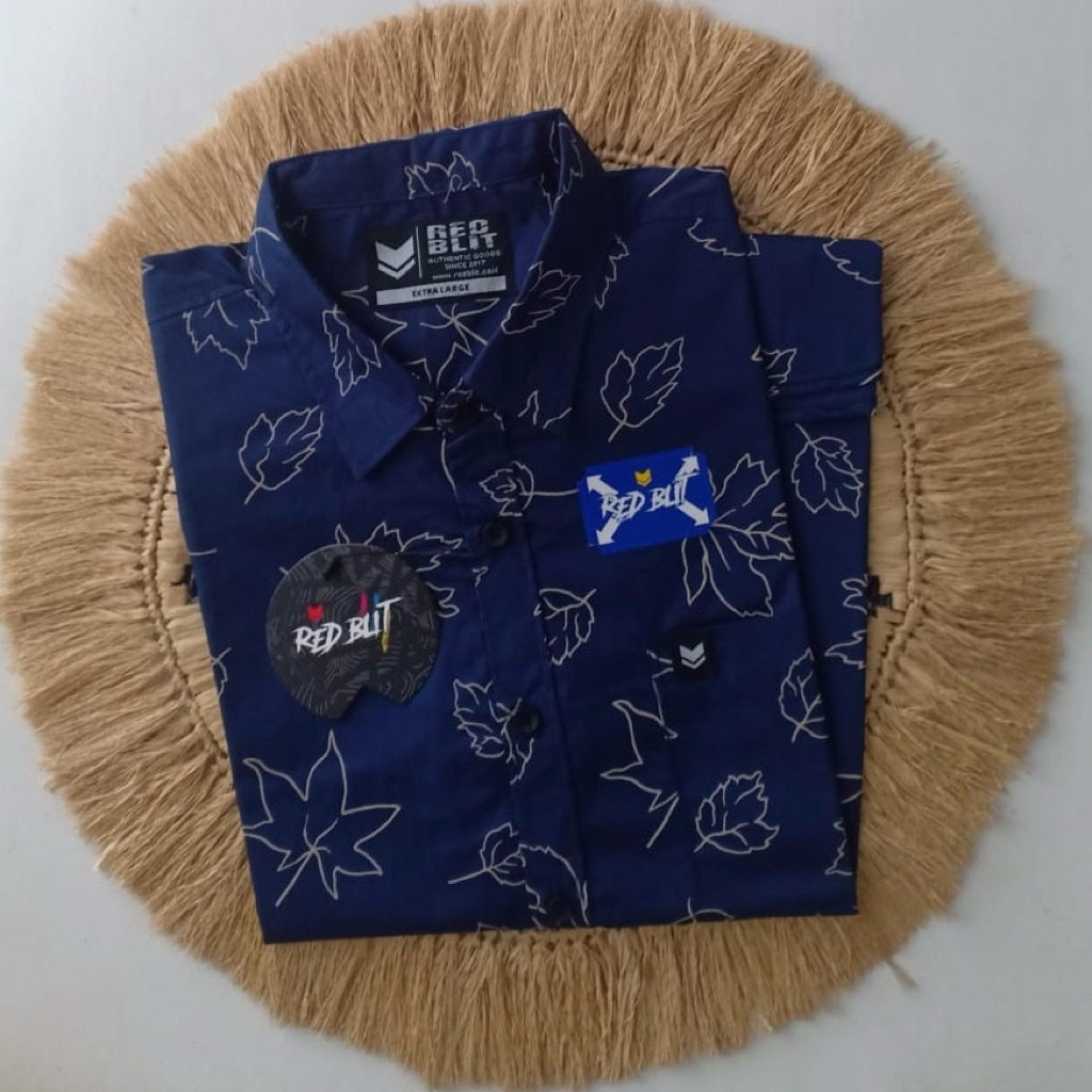 Kemeja printing /kemeja surfing distro motif daun bunga pantai pria Terpopuler