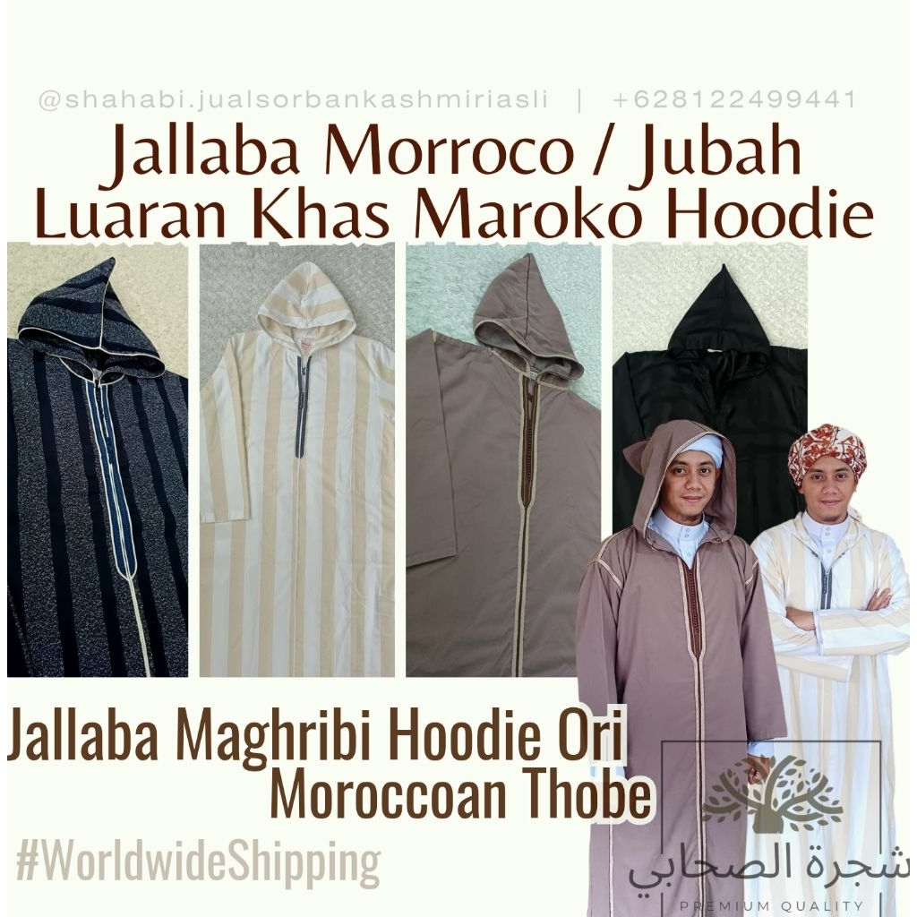 Jubah Maroko Pria / Jallaba Maghribi / Moroccoan Thobe / Jubah Hoodie Maroko / Jubah Hodie