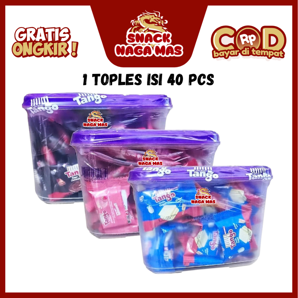 TANGO WAFER MINI GRATIS TOPLES SEALWARE RASA COKELAT / VANILA / STRAWBERRY [1 TOPLES ISI 40 PC]