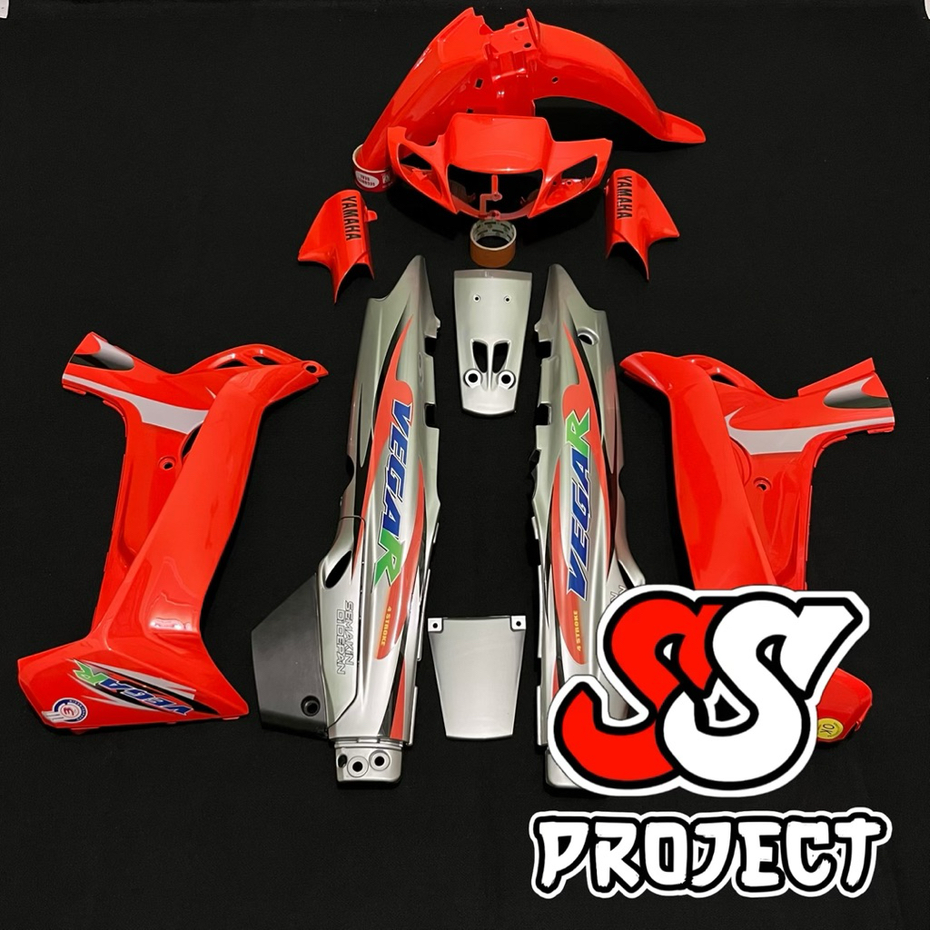 Fullset Vega R Lama Oren Silver Striping Custom Transparan