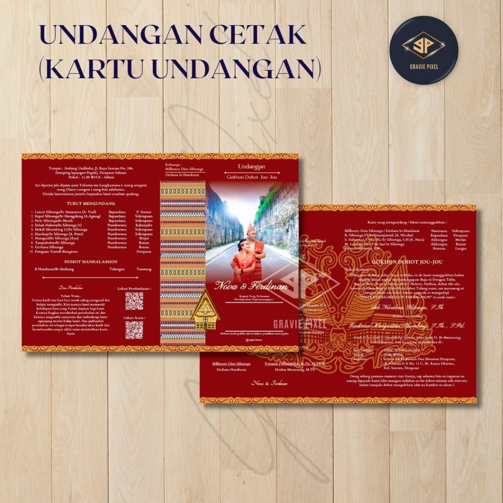 UNDANGAN CETAK KARTU PERNIKAHAN - Softcover Adat Batak (Artpaper 260 gsm Laminasi Doff / Glossy / Te