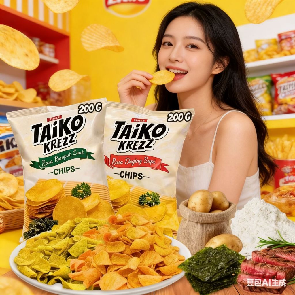 COD Cemilan Taiko Krezz Guripang Keripik Kentang Renyah Daging Sapi Rumput Laut 400g HALAL Hadiah