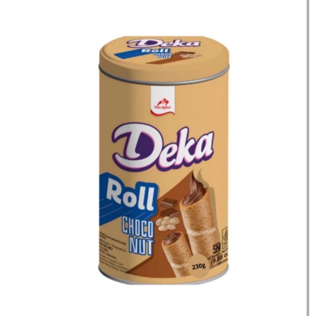 Deka Wafer Roll Choco Nut Kaleng 230 gr