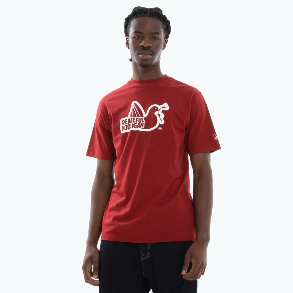 PEACEFUL HOOLIGAN OUTLINE T-SHIRT RED ORIGINAL