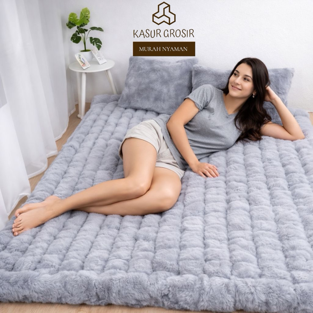 Kasur gender bulu rasfur free 2 bantal/kasur lantai bulu tebal empuk/kasur bulu rasfur berkualitas
