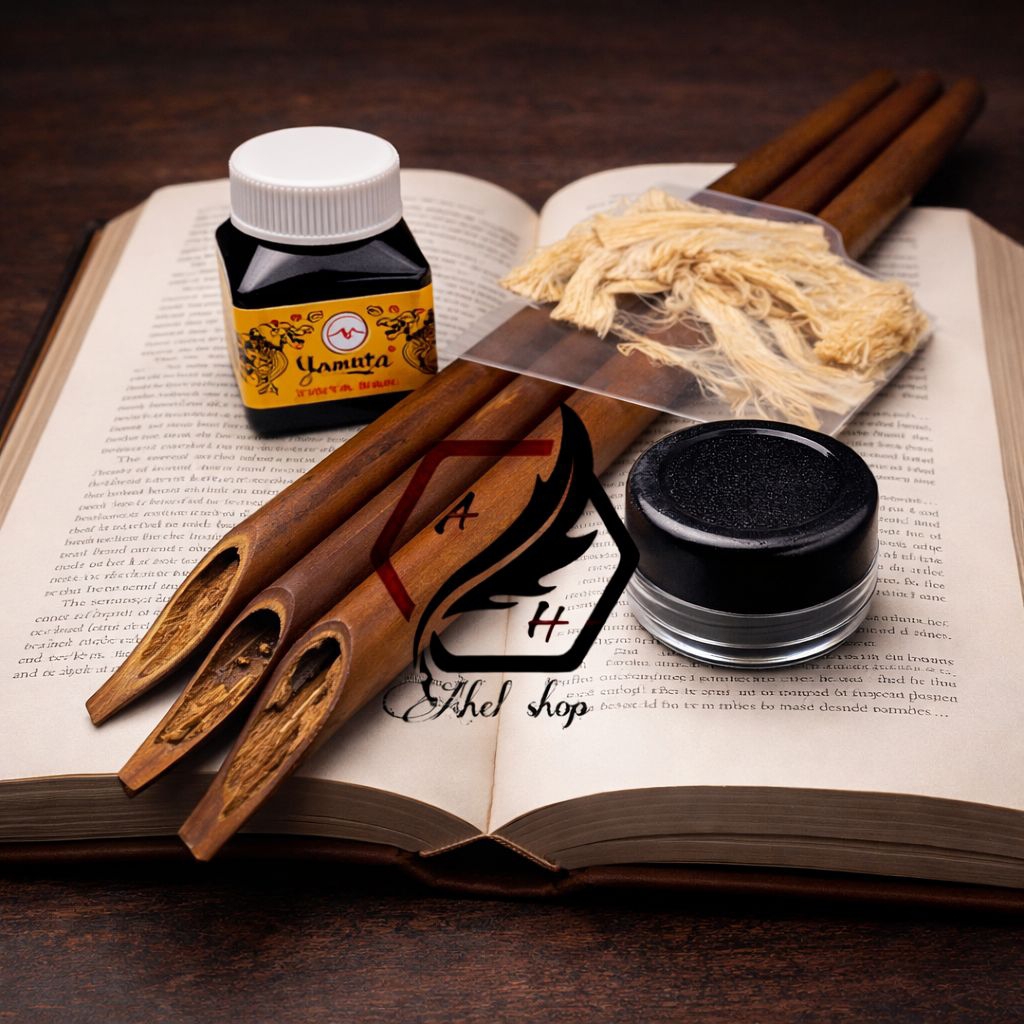 Kalam  qolam handam pena kaligrafi  satu set Tinta Celup