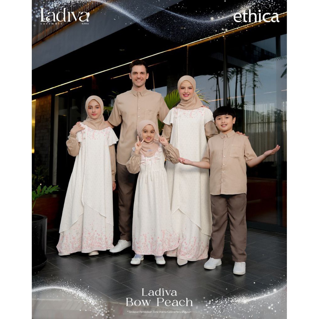 SARIMBIT LADIVA BOW PEACH 2026 | Gamis Couple | Sarimbit Ethica | Gamis Dewasa | Gamis Anak | Koko D