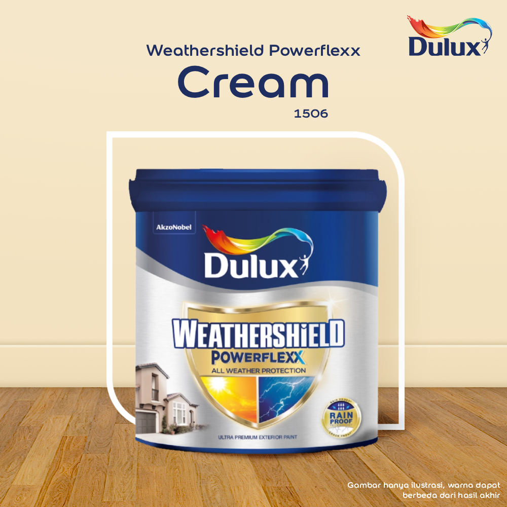 CAT DINDING DULUX WEATHERSHIELD POWERFLEXX CREAM - 20 LT CREAM 1506 CAT TEMBOK DULUX