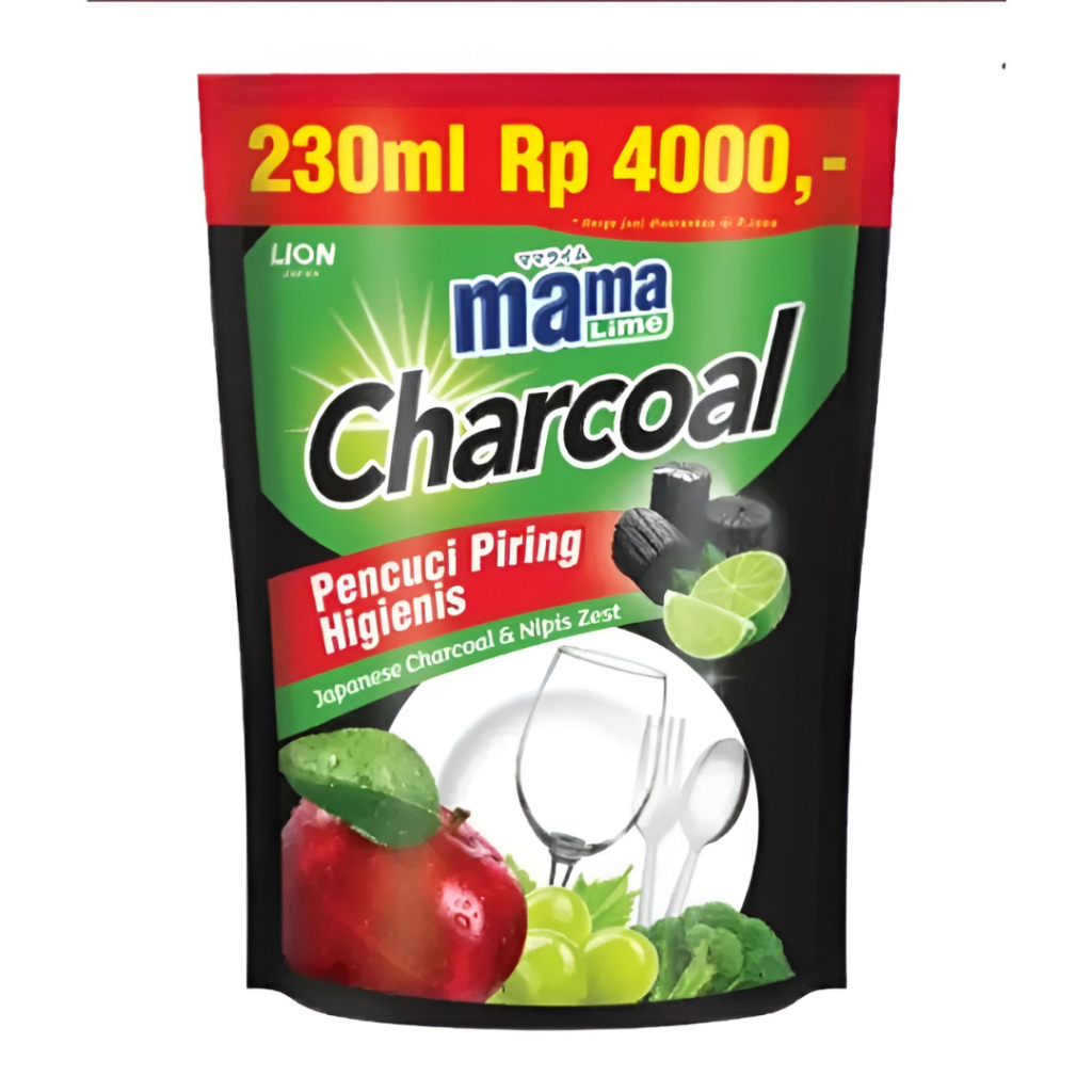 Mama Lemon Mama Lime Charcoal 230ml / Mama Lemon Sabun Cuci Piring Charcoal Bersih 230ml