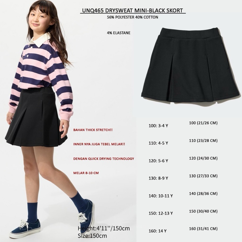 Rok mini skort skirt Uniqlo kids murah