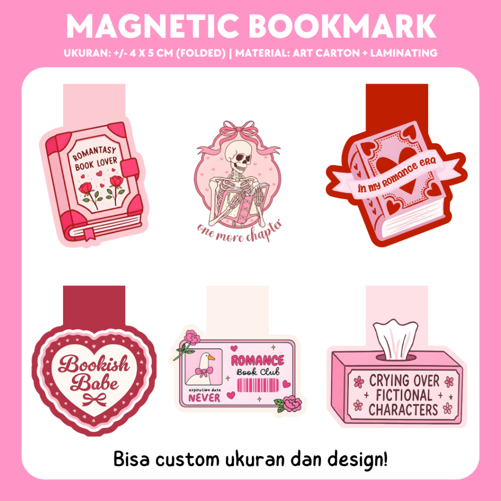 Magnetic Bookmark | Pembatas Buku Custom | Souvenir Ulang Tahun