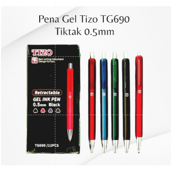 Pena Gel TIZO / Bolpoin TG-690 Tinta Hitam 0.5 mm / Pena Tanda Tangan