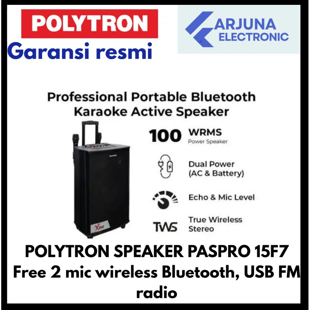 POLYTRON PASPRO 15F7 SPEAKER
KARAOKE BLUETOOTH