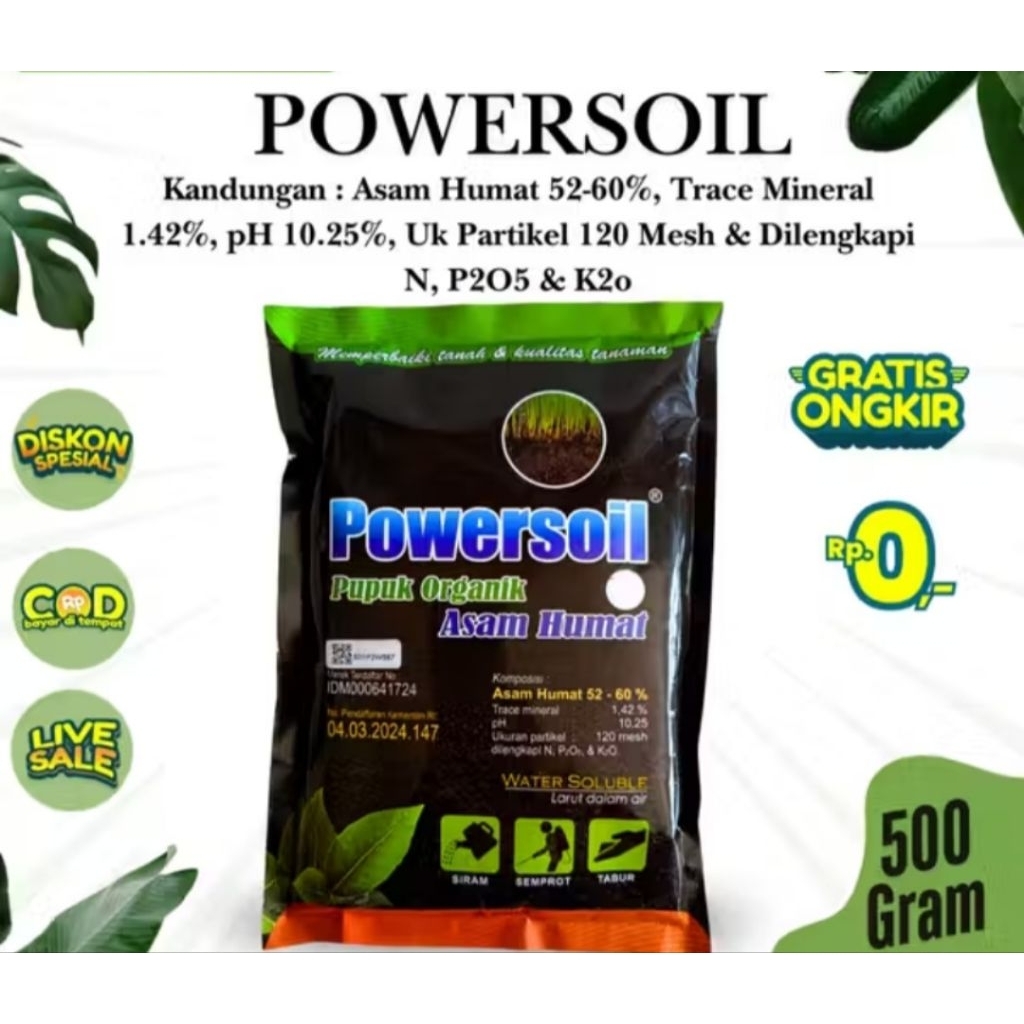 Powersoil Asam Humat Memperbaiki tanaman dan tanah isi 500g Pupuk Organik Asam Humat