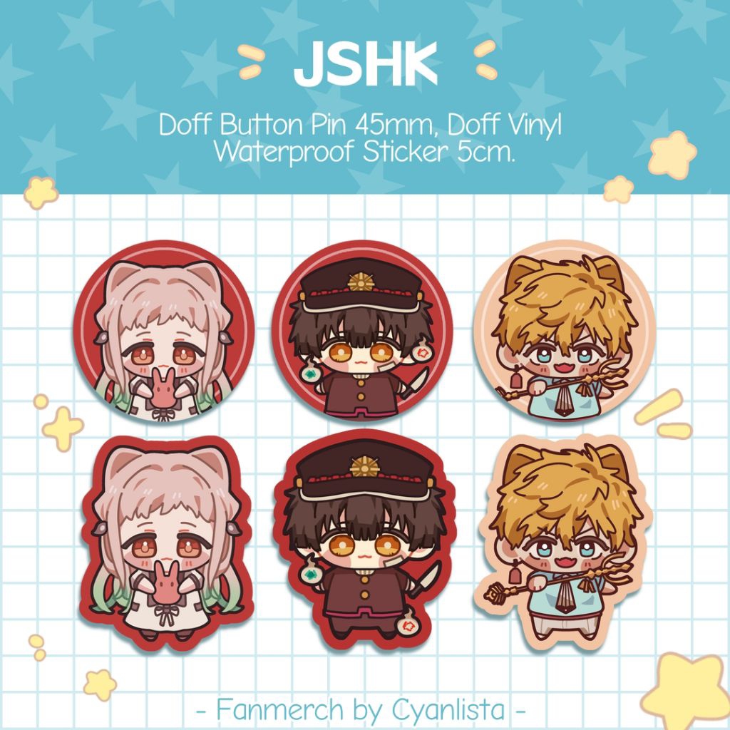 [Cyanlista] TBHK / JSHK Pin & Sticker / Stiker Hanako Nene Yashiro | Jibaku Shounen Hanako Kun / Toi