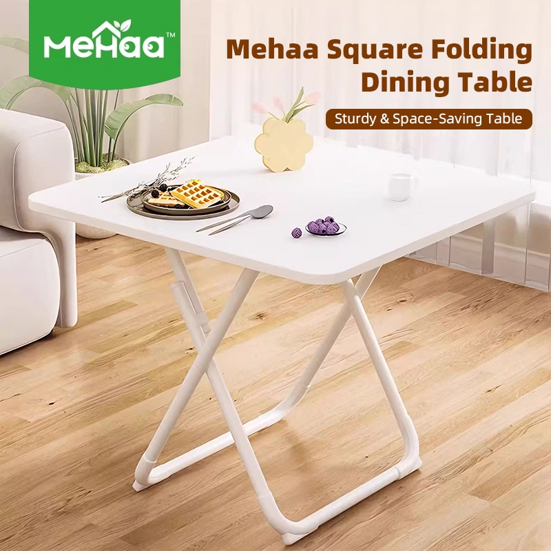 Meja Lipat Kotak Minimalis MDF 80x80cm / 60x60cm Meja Makan Estetik Portable