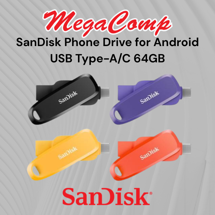 SanDisk Phone Drive for Android USB Type-A dan OTG Type-C 32GB/ 64GB/ 128GB  Storage, Penyimpanan bi