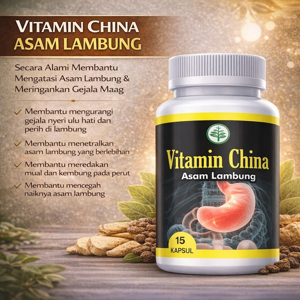 Vitamin China Asam Lambung Halal & BPOM Membantu Mengatasi Penyakit Asam Lambung Meningkatkan Keseha