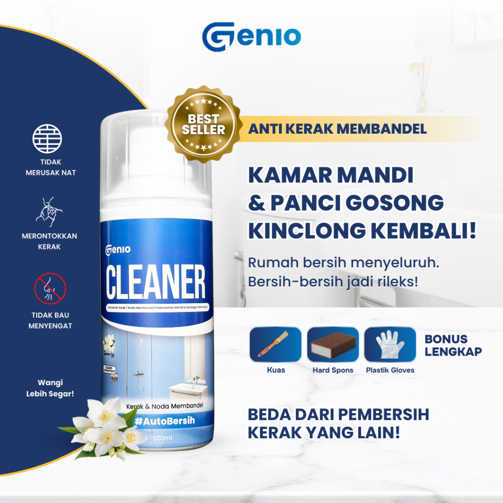 Genio Cleaner 500 mL Penghilang Kerak KAMAR MANDI / Pembersih kerak Stainless Shower, Kran, Panci / 