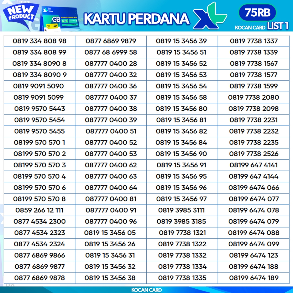 Nomor Cantik XL Perdana 75.000 Rb.