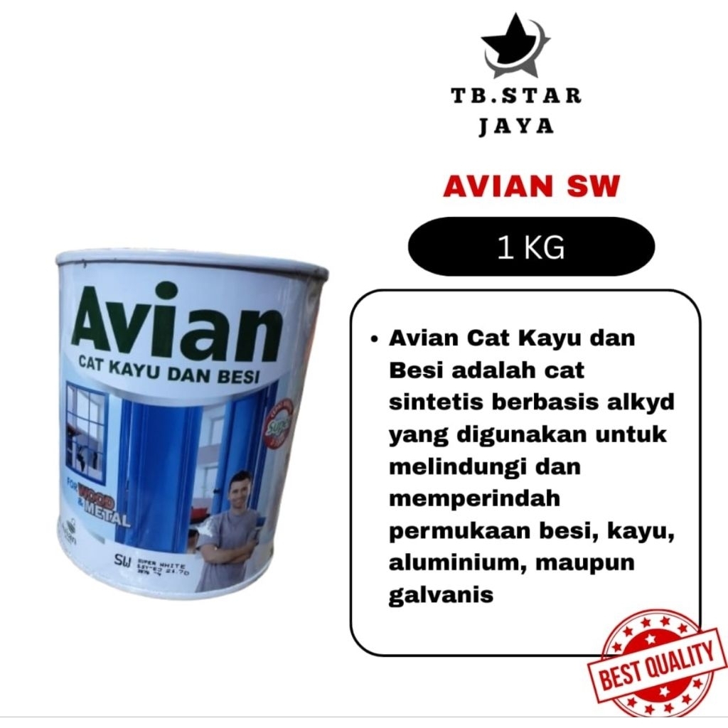 Cat Avian Super White 1Kg / Cet kayu dan besi / cet avian putih
