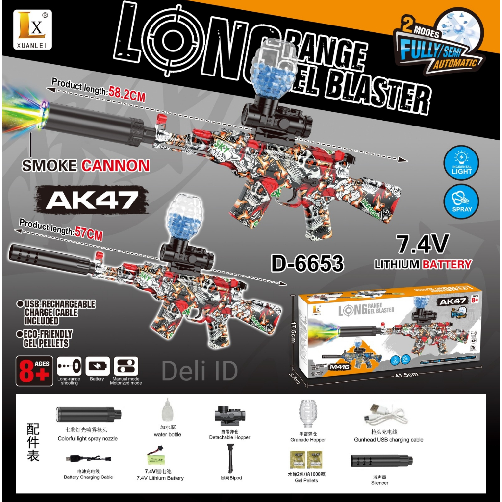 Mainan Pistol Senapan Tembakan Water Gel Blaster Ball Elektrik MP5 M416 AK47 M4 Baterai Cas Toy Guns