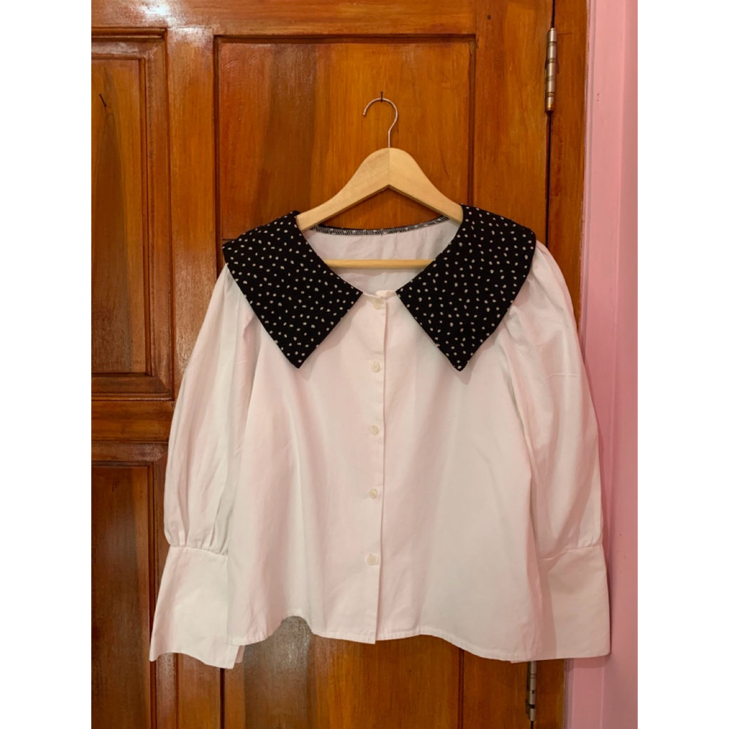 •New• BLOUSE PUTIH POLKADOT