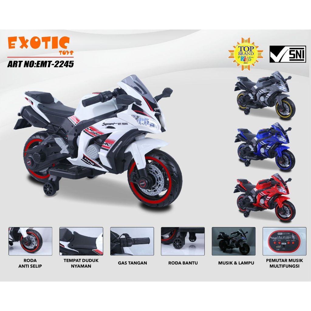 (BATAM) Motor Aki Anak 12V EXOTIC NINJA ZX 25R GAS TANGAN