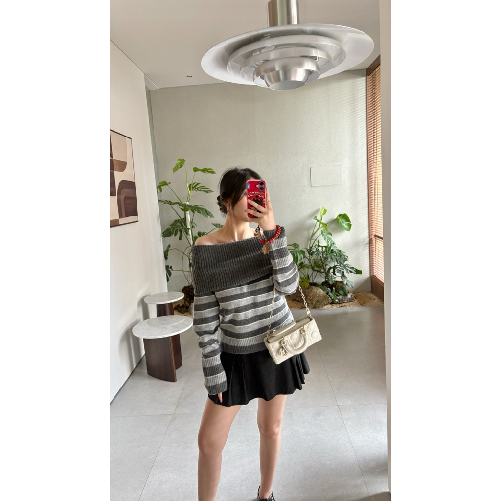 Herspot - Off Shoulder Knit Top