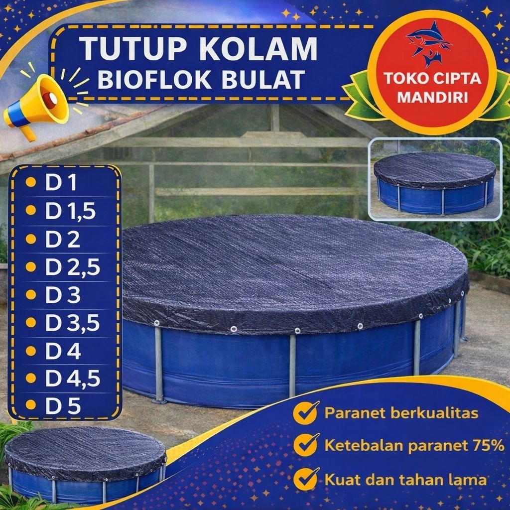 tutup diameter kolam bioflok bulat premium tutup kolam bioflok bulat tutup kolam tutup kolam ikan tu