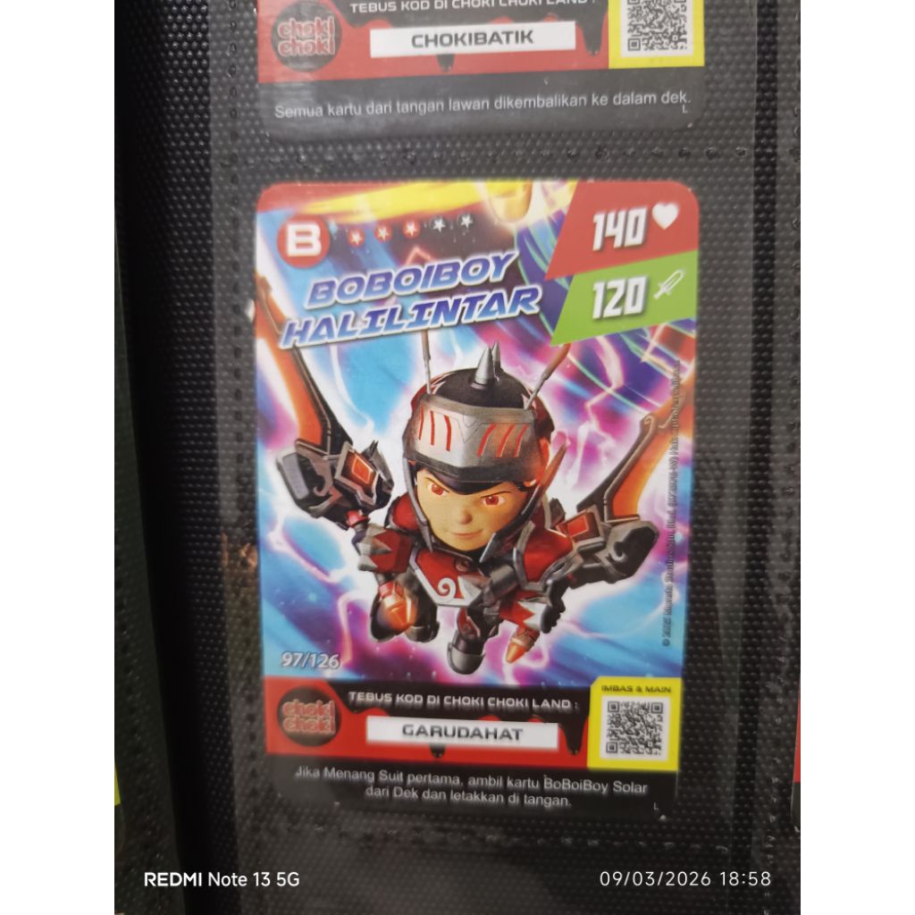 kartu boboiboy halilintar choki choki edisi terbaru