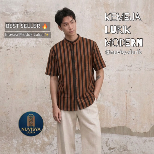 Kemeja Lurik Pria Modern | Baju Koko Lurik Casual Premium | Lengan Panjang / Pendek | kekinian 2026