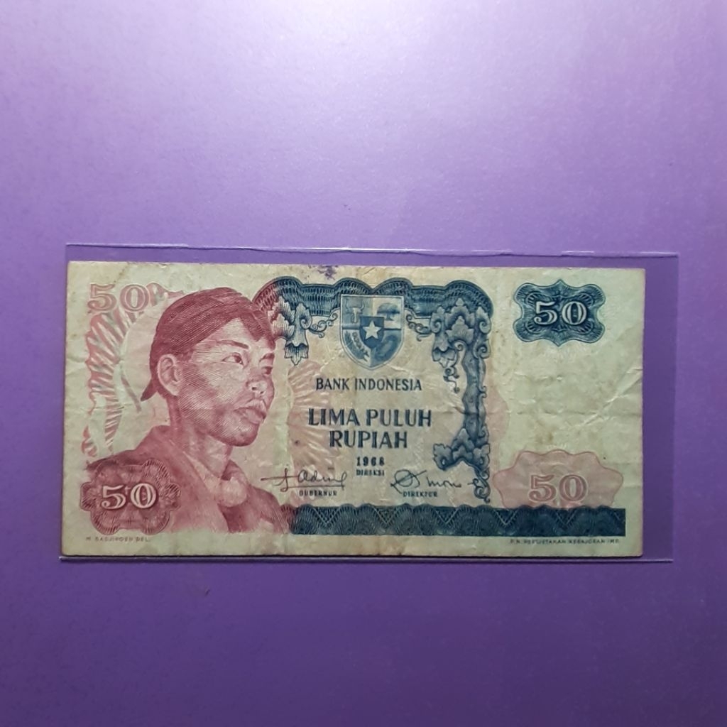 uang kuno 50 rupiah jendral sudirman tahun 1968