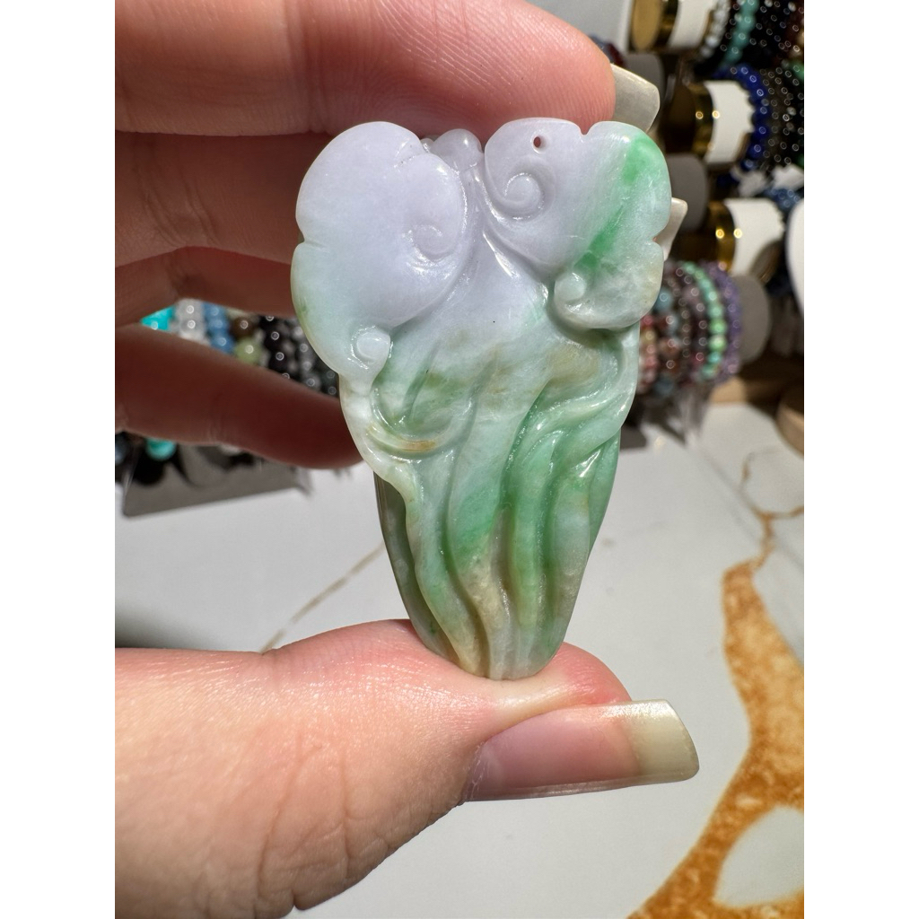 Liontin Giok Multicolor Ginseng & Ruyi