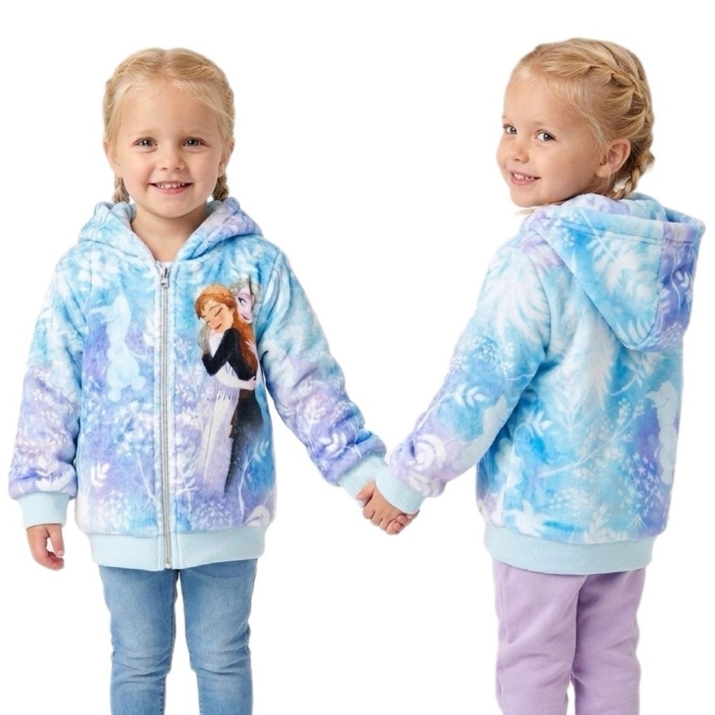 Jaket Hoodie Anak Perempuan Disney Frozen Anna Elsa Ungu Tosca Biru Original Lavie Stuff