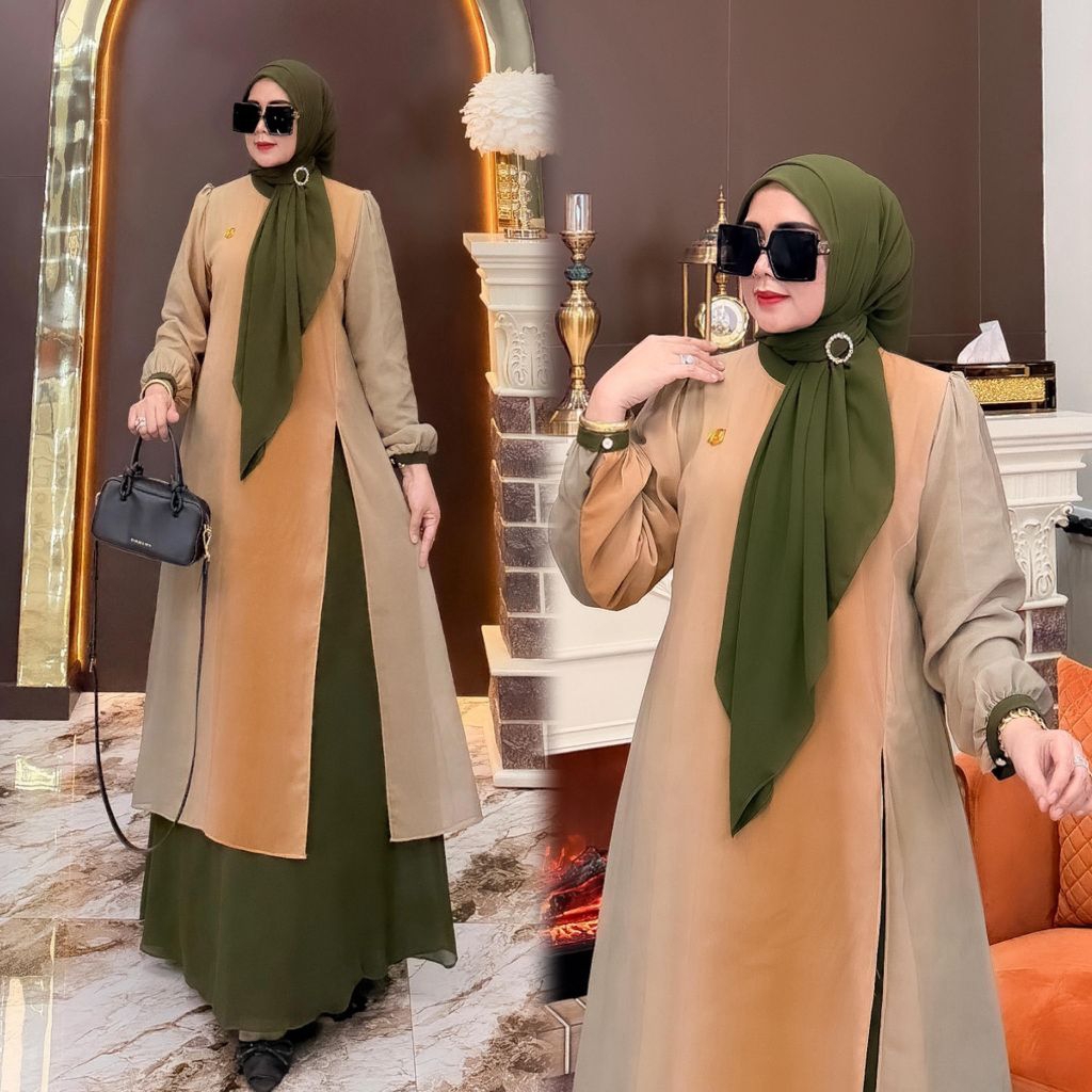 NEW COLLECTION GAMIS KHADIJAH SET HIJAB ORI ALA ALA TUNIK MALAY