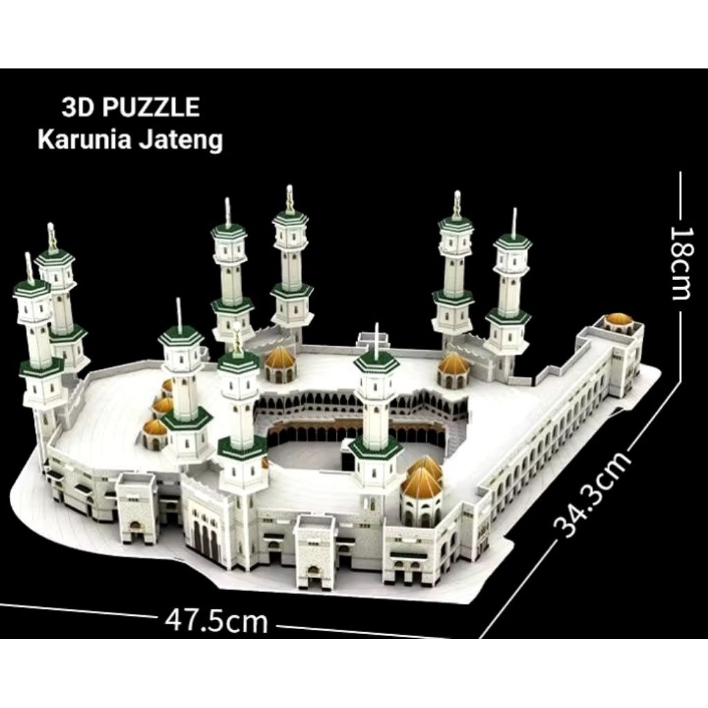 3D PUZZLE MASJIDIL HARAM KABAH MEKAH MINIATUR BUILDING ARCHITECTURE TOYS MAINAN EDUKATIF ANAK MAKET