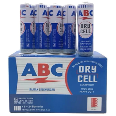 BATERAI ABC AA ZINC R6 BIRU BOX ( ISI 24 ) BATU BATRE BATERE JAM DINDING A2 PROMO//(1 Renteng Isi 12